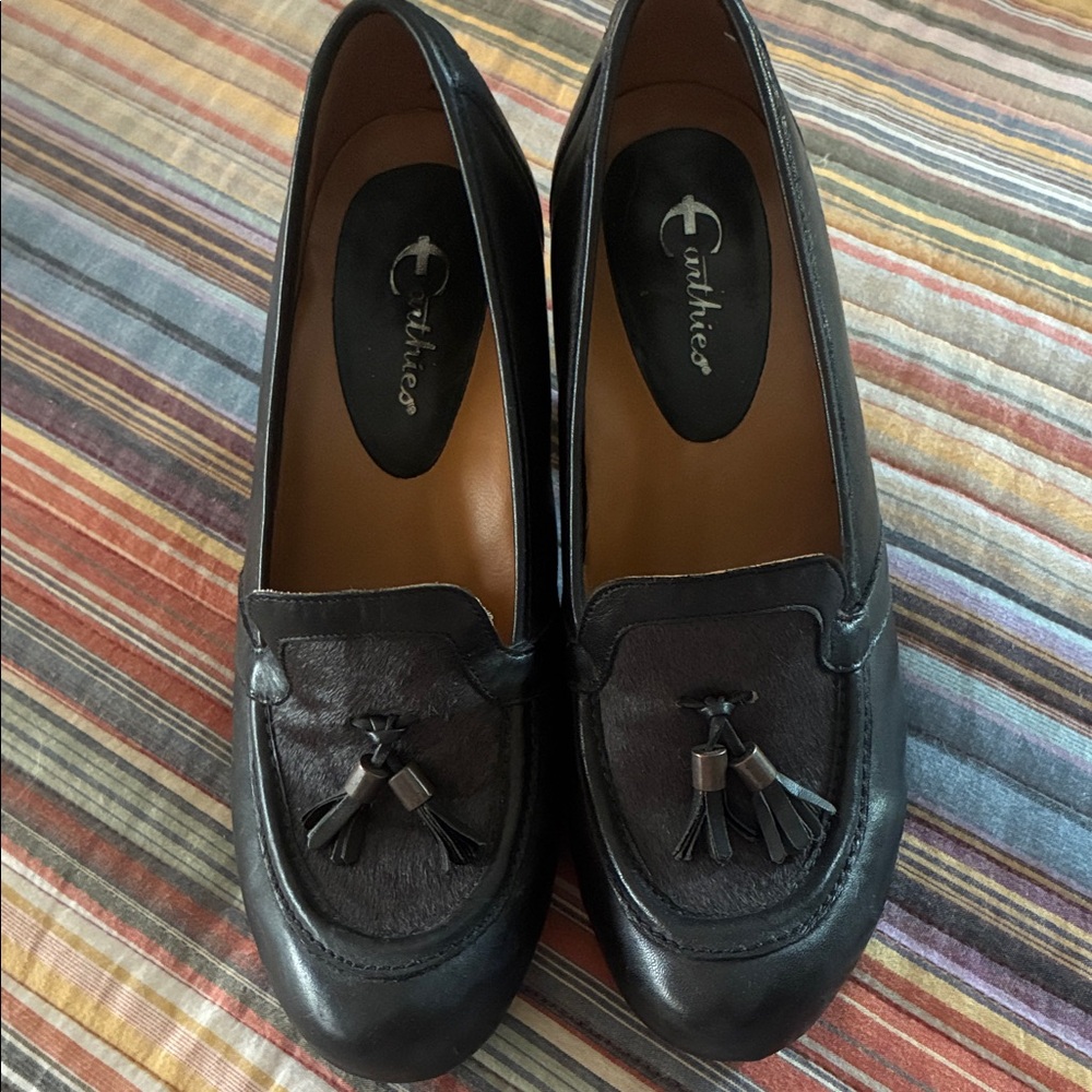 Earthies Black Tassel Loafers